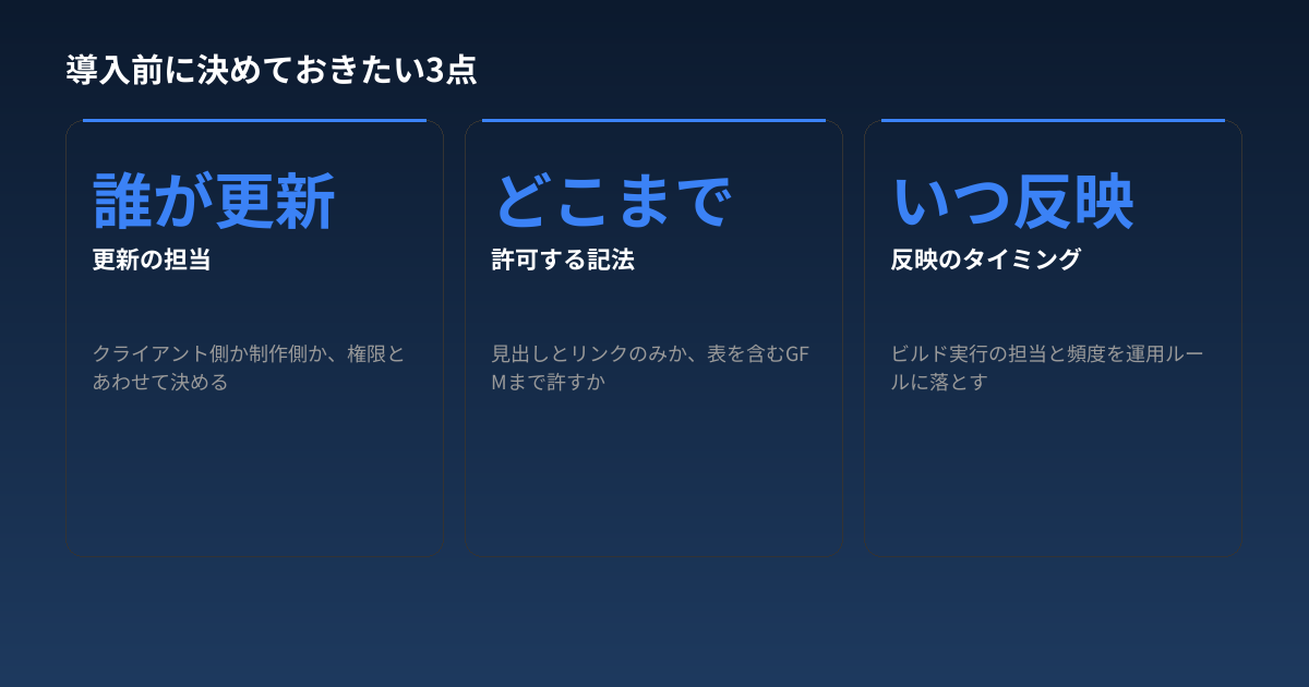 導入前に決めておきたい3点